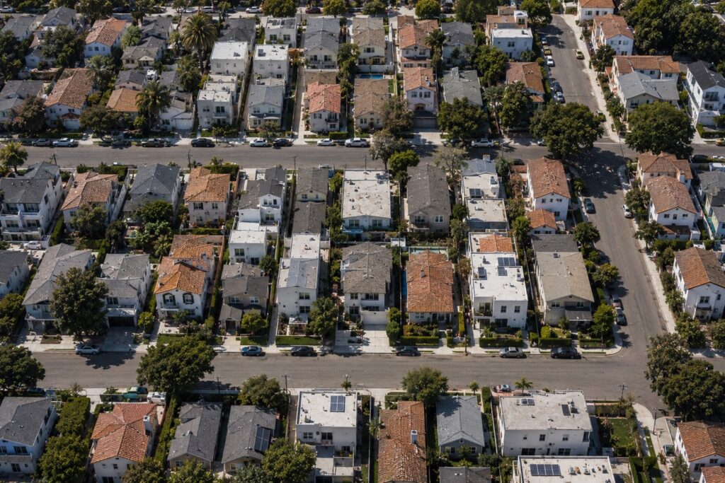 Aerial view of Santa Barbara residential neighborhood showing infill development potential