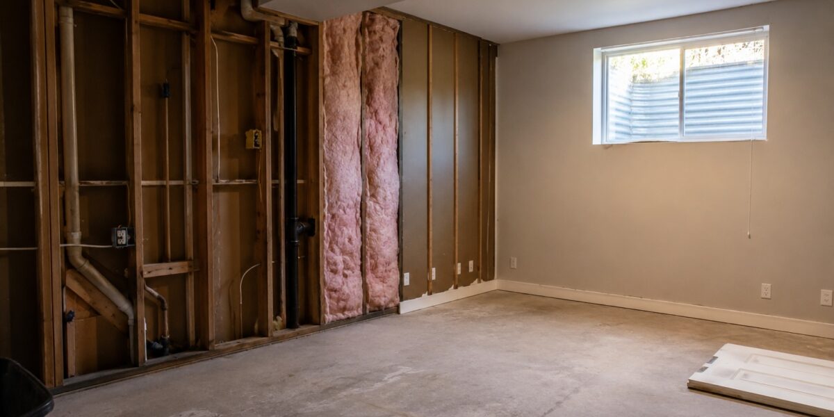 Partially finished basement in an older Santa Barbara hillside home